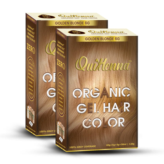 QuikHenna PPD & Ammonia Free Organic Gel Hair Colour 6G Golden Blonde for Men & Women 120GM Pack of 2