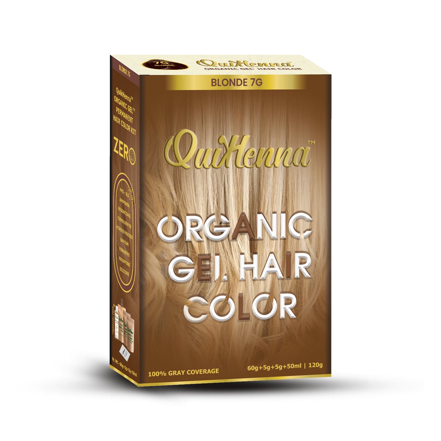 QuikHenna PPD & Ammonia Free Organic Gel Hair Colour 7G Blonde for Men & Women 120GM