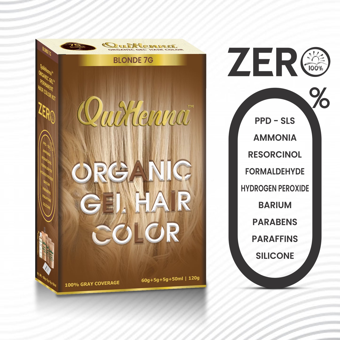 QuikHenna PPD & Ammonia Free Organic Gel Hair Colour 7G Blonde for Men & Women 120GM