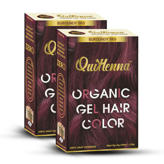QuikHenna PPD & Ammonia Free Organic Gel Hair Colour 9RG Burgundy for Men & Women 120GM Pack of 2