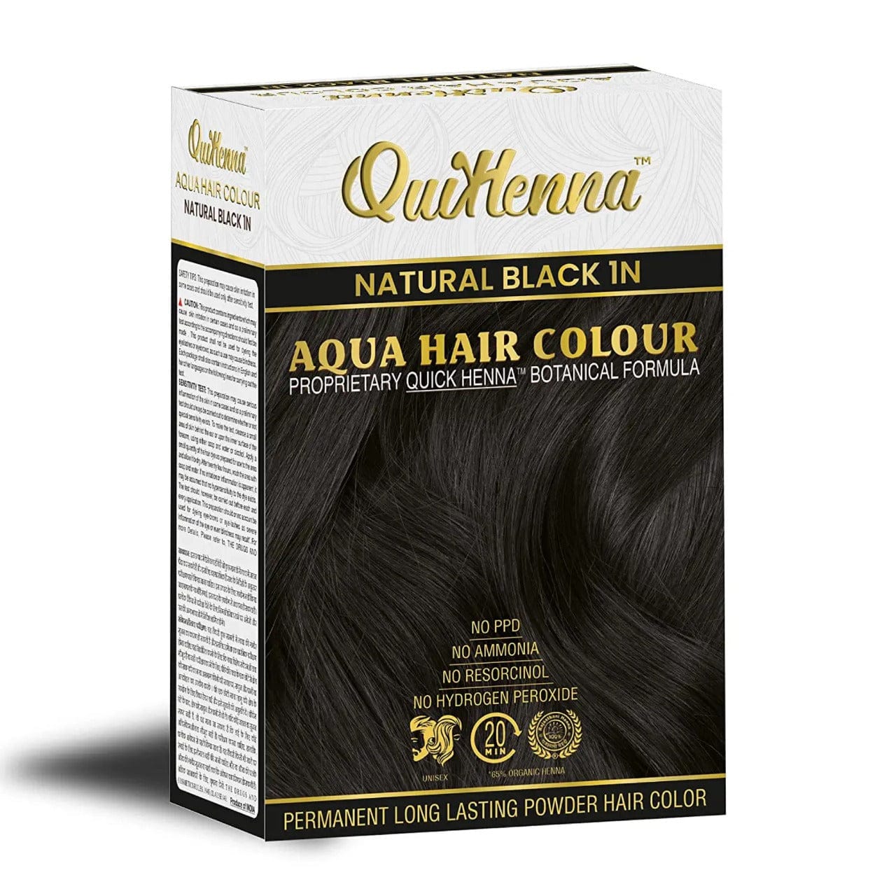 QuikHenna Aqua Powder 1N Natural Black Hair Color For Unisex 110g (pack of 2) - QUIKHENNA