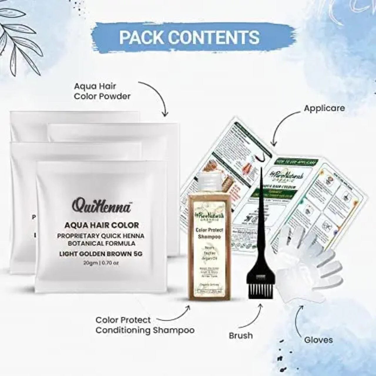 QuikHenna Aqua Powder 3N Dark Brown Hair Color For Unisex 110g (pack of 2) - QUIKHENNA