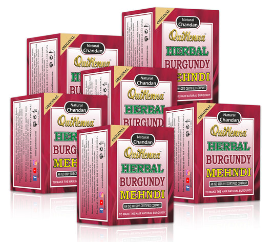 QuikHenna Herbal Burgundy Mehndi for Men and Women 65gm (Pack of 6) 100% Grey Coverage…