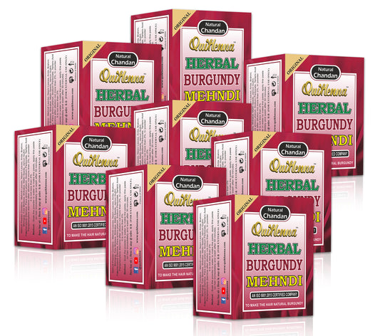QuikHenna Herbal Burgundy Mehndi for Men and Women 65gm (Pack of 8)100% Grey Coverage