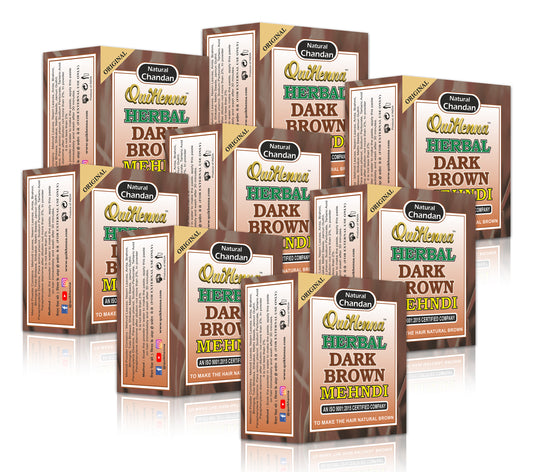 QuikHenna Herbal Dark Brown Mehndi for Men and Women 65gm (Pack of 8) 100% Grey Coverage